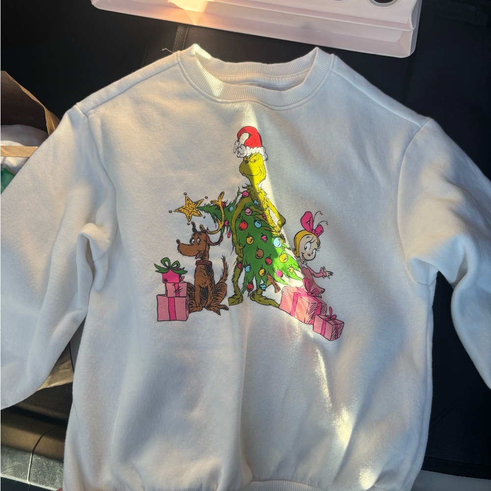 Old Navy White Holiday Sweatshirt with Grinch Design